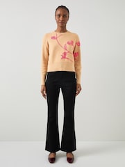LK Bennett Brown Henrietta Flower Detail Jumper - Image 1 of 3