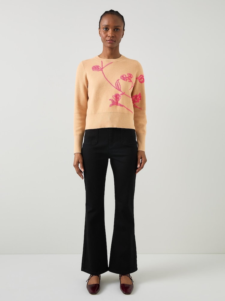 LK Bennett Brown Henrietta Flower Detail Jumper - Image 1 of 3