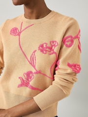 LK Bennett Brown Henrietta Flower Detail Jumper - Image 3 of 3