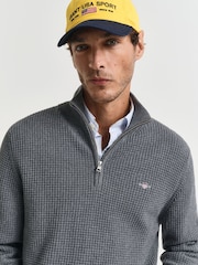 Серый - GANT Textured 100% Cotton Half Zip Jumper - Изображение 1 из 5