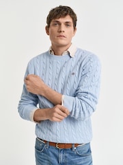 Світло-блакитний - GANT 100% Cotton Cable круглий віріз джемпери - Image 1 of 1