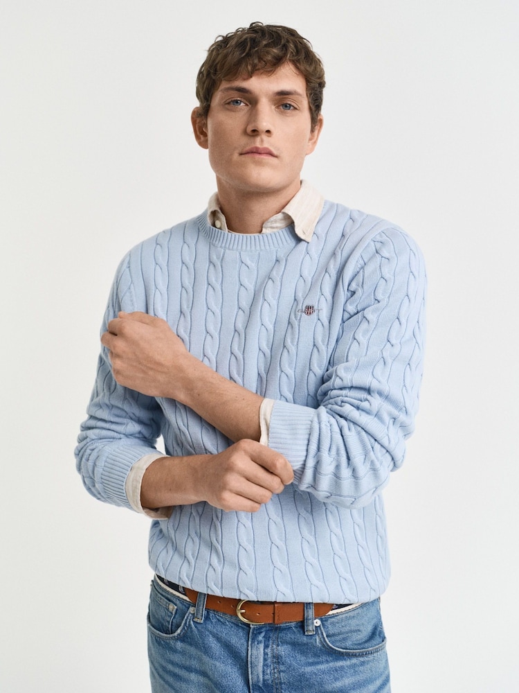 Світло-блакитний - GANT 100% Cotton Cable круглий віріз джемпери - Image 1 of 1