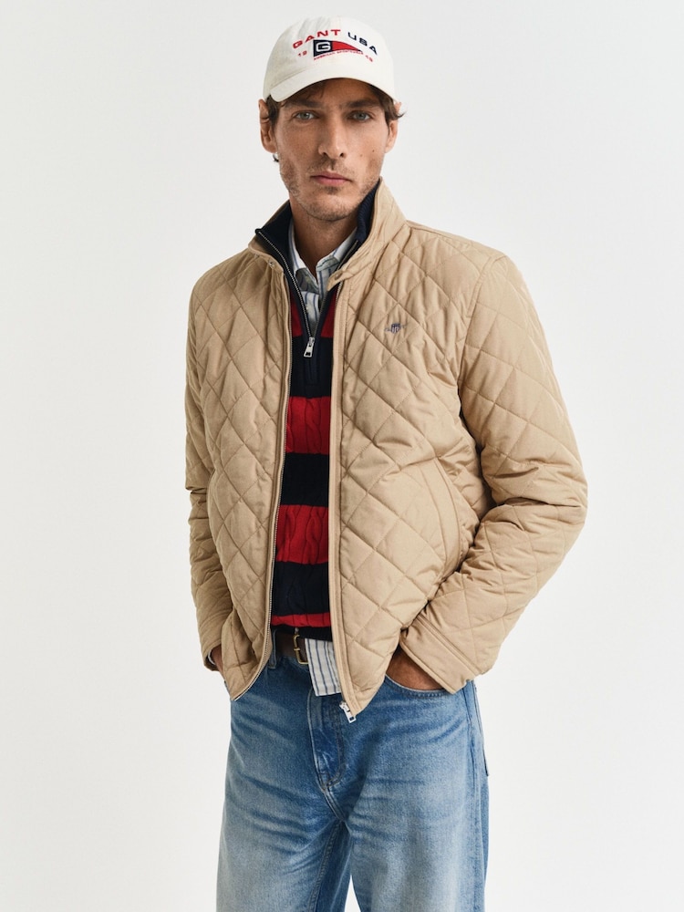 GANT Tan Brown 100% Cotton Quilted Windcheater Jacket - Image 1 of 5