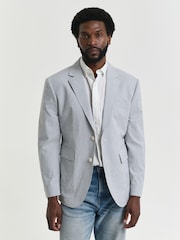 GANT Grey Slim Fit Seersucker 100% Cotton Suit Jacket - Image 1 of 5