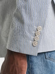 GANT Grey Slim Fit Seersucker 100% Cotton Suit Jacket - Image 3 of 5