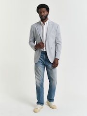 GANT Grey Slim Fit Seersucker 100% Cotton Suit Jacket - Image 4 of 5