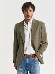 GANT Green Slim Fit Linen Suit Jacket - Image 1 of 5