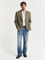 GANT Green Slim Fit Linen Suit Jacket - Image 4 of 5