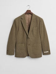 GANT Green Slim Fit Linen Suit Jacket - Image 5 of 5