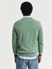 GANT Green Regular Crew Neck Shield Logo 100% Cotton Sweater - Image 2 of 5