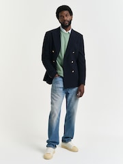 GANT Green Regular Crew Neck Shield Logo 100% Cotton Sweater - Image 4 of 5