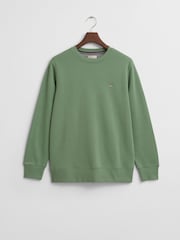GANT Green Regular Crew Neck Shield Logo 100% Cotton Sweater - Image 5 of 5