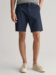 GANT Navy 100% Cotton Slim Twill Shorts - Image 1 of 8