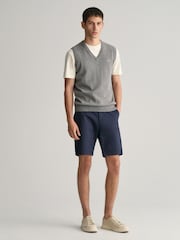 GANT Navy 100% Cotton Slim Twill Shorts - Image 4 of 8
