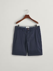 GANT Navy 100% Cotton Slim Twill Shorts - Image 7 of 8