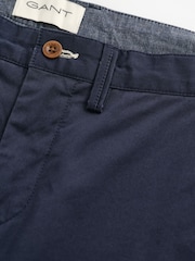 GANT Navy 100% Cotton Slim Twill Shorts - Image 8 of 8