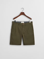 GANT Green 100% Cotton Slim Twill Shorts - Image 1 of 4