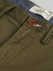 GANT Green 100% Cotton Slim Twill Shorts - Image 3 of 4