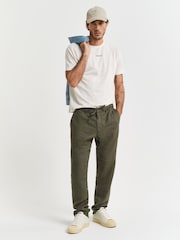 GANT Green 100% Cotton Relaxed Linen Trousers - Image 1 of 5