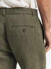 GANT Green 100% Cotton Relaxed Linen Trousers - Image 3 of 5