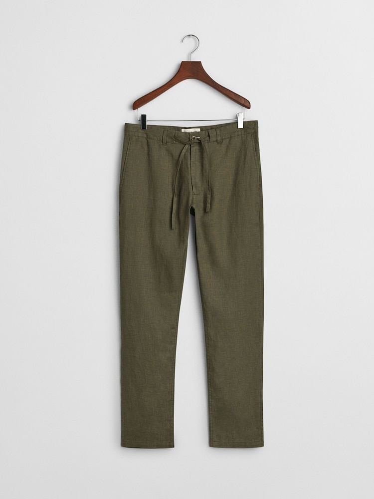 GANT Green 100% Cotton Relaxed Linen Trousers - Image 5 of 5