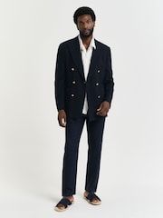 GANT Blue 100% Cotton Relaxed Linen Trousers - Image 3 of 5