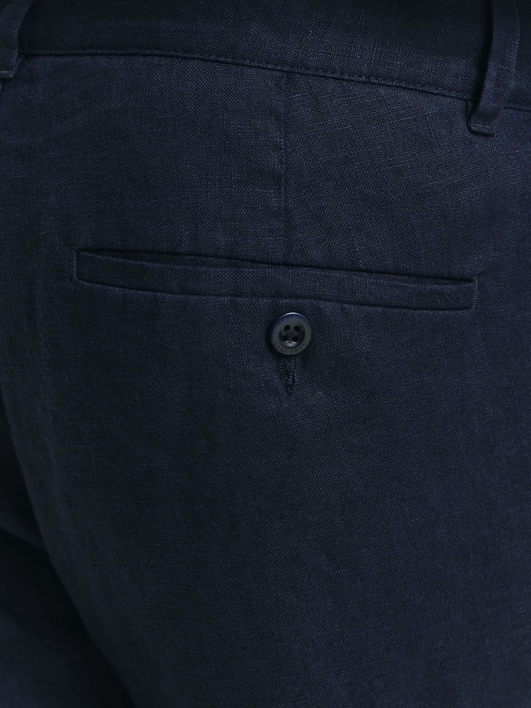 GANT Blue 100% Cotton Relaxed Linen Trousers - Image 5 of 5
