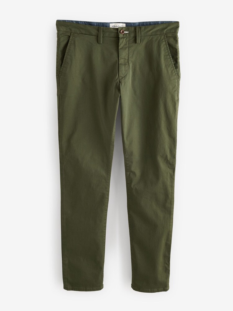 GANT Green 100% Cotton Slim Fit Twill Chino Trousers - Image 5 of 5