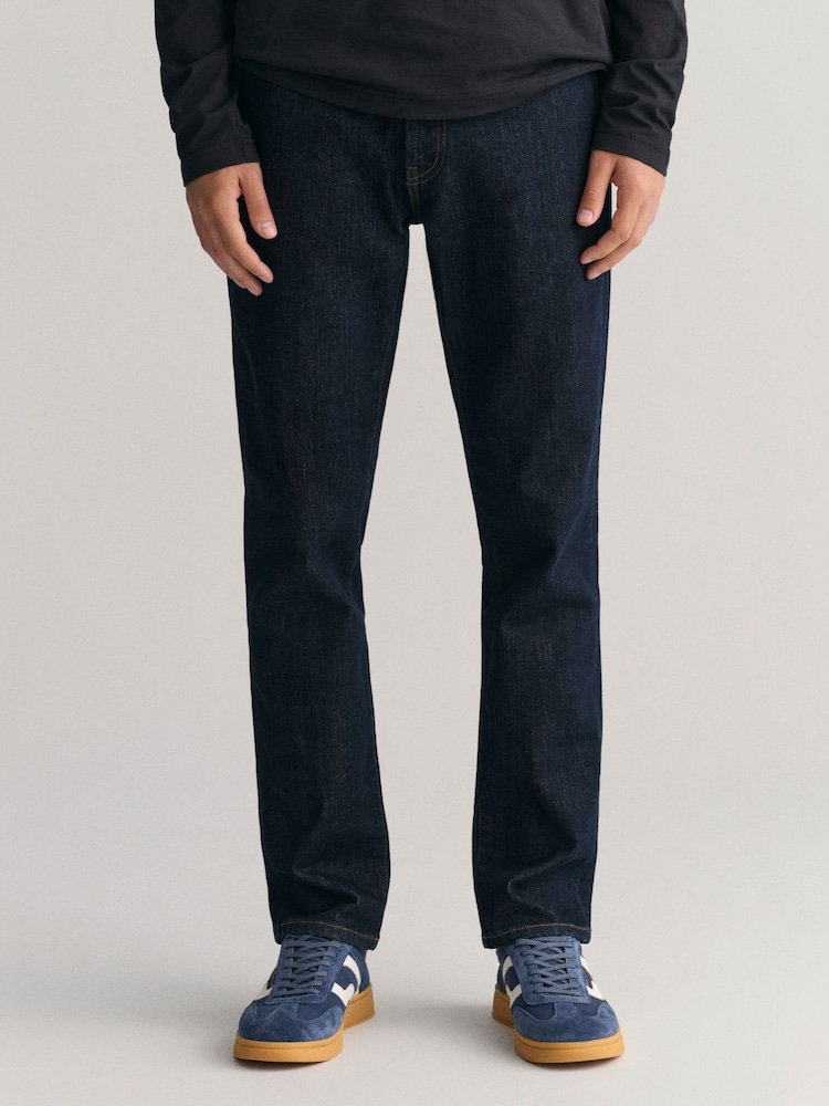 GANT Dark Blue Wash Slim Fit 100% Cotton Jeans - Image 1 of 8