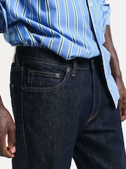 GANT Dark Blue Wash Slim Fit 100% Cotton Jeans - Image 5 of 8