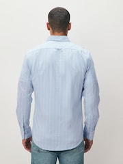 GANT Blue 100% Cotton Stretch Slim Fit Striped Oxford Shirt - Image 3 of 6