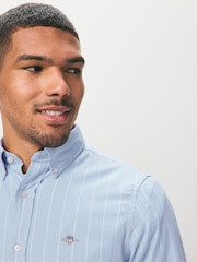 GANT Blue 100% Cotton Stretch Slim Fit Striped Oxford Shirt - Image 4 of 6