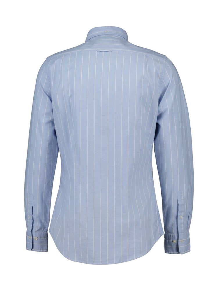 GANT Blue 100% Cotton Stretch Slim Fit Striped Oxford Shirt - Image 6 of 6