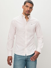 GANT White 100% Cotton Stretch Slim Fit Striped Oxford Shirt - Image 1 of 1