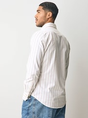 GANT White 100% Cotton Stretch Slim Fit Striped Oxford Shirt - Image 3 of 9