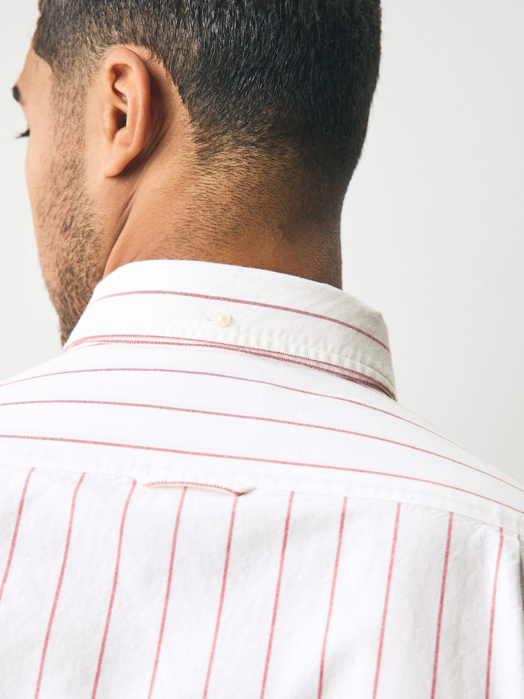 GANT White 100% Cotton Stretch Slim Fit Striped Oxford Shirt - Image 5 of 9