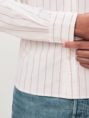 GANT White 100% Cotton Stretch Slim Fit Striped Oxford Shirt - Image 7 of 9