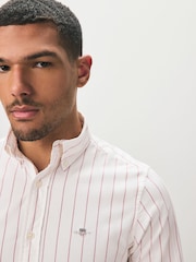 GANT White 100% Cotton Stretch Slim Fit Striped Oxford Shirt - Image 8 of 9