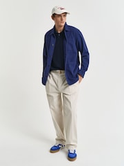 GANT Navy 100% Cotton Short Sleeve Micro Textured Polo Shirt - Image 4 of 5