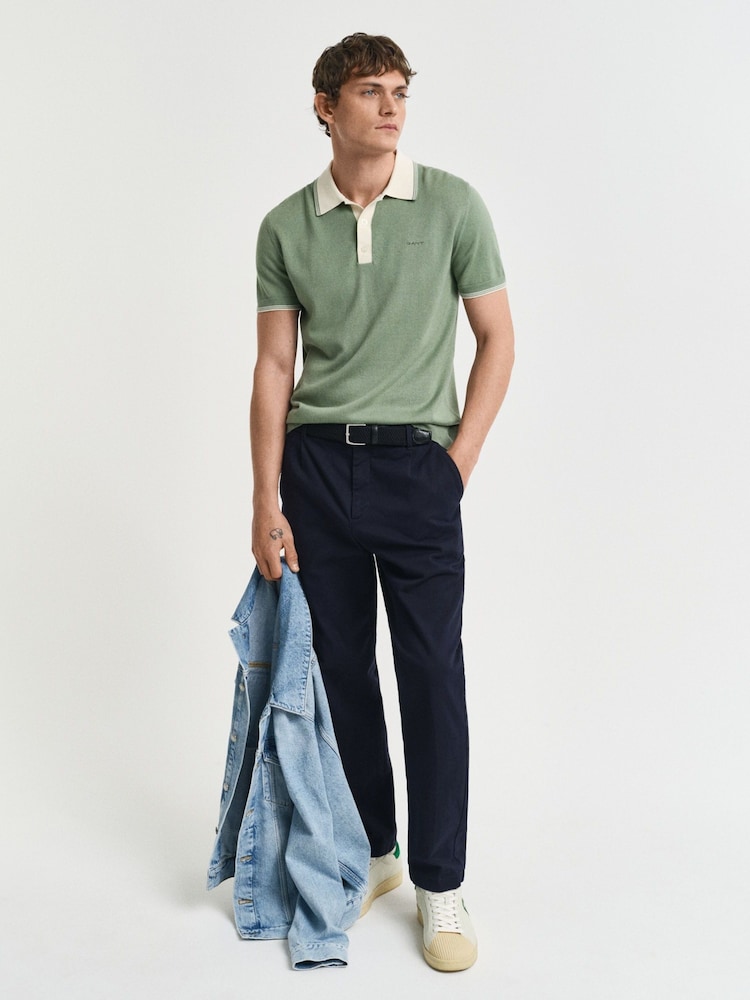 GANT Green 100% Cotton Short Sleeve Modal Blend Polo Shirt - Image 3 of 5