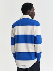 GANT Blue 100% Cotton Barstripe Rugby Shirt - Image 2 of 5