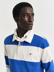GANT Blue 100% Cotton Barstripe Rugby Shirt - Image 4 of 5