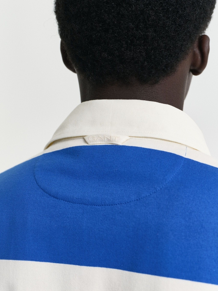 GANT Blue 100% Cotton Barstripe Rugby Shirt - Image 5 of 5
