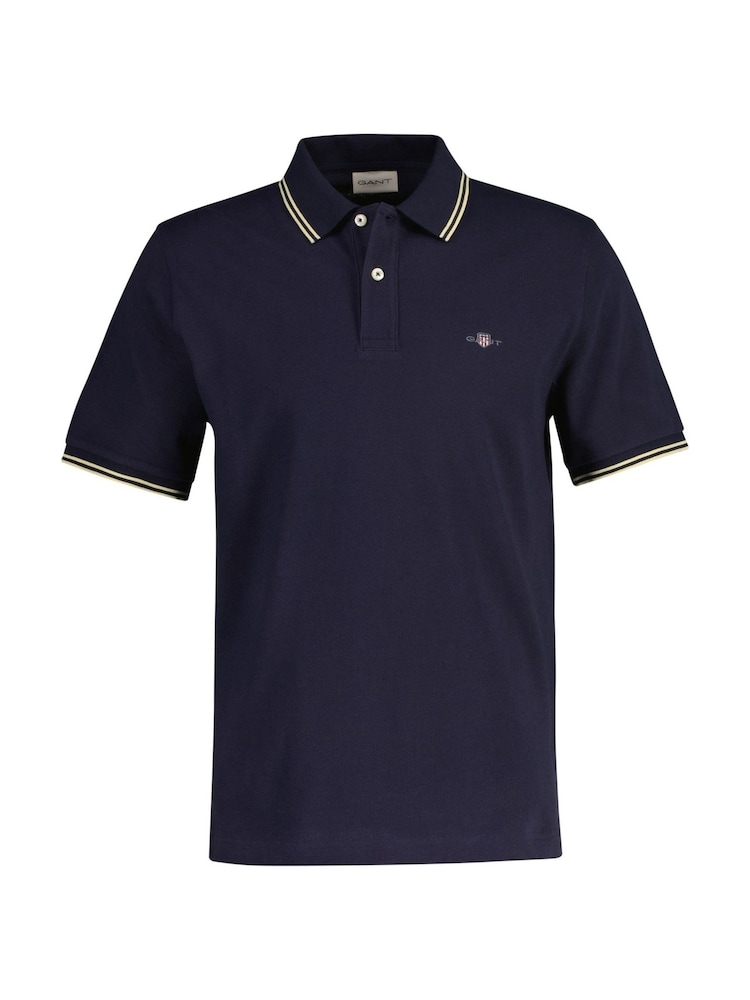GANT Navy Tipped Polo Shirt - Image 4 of 5