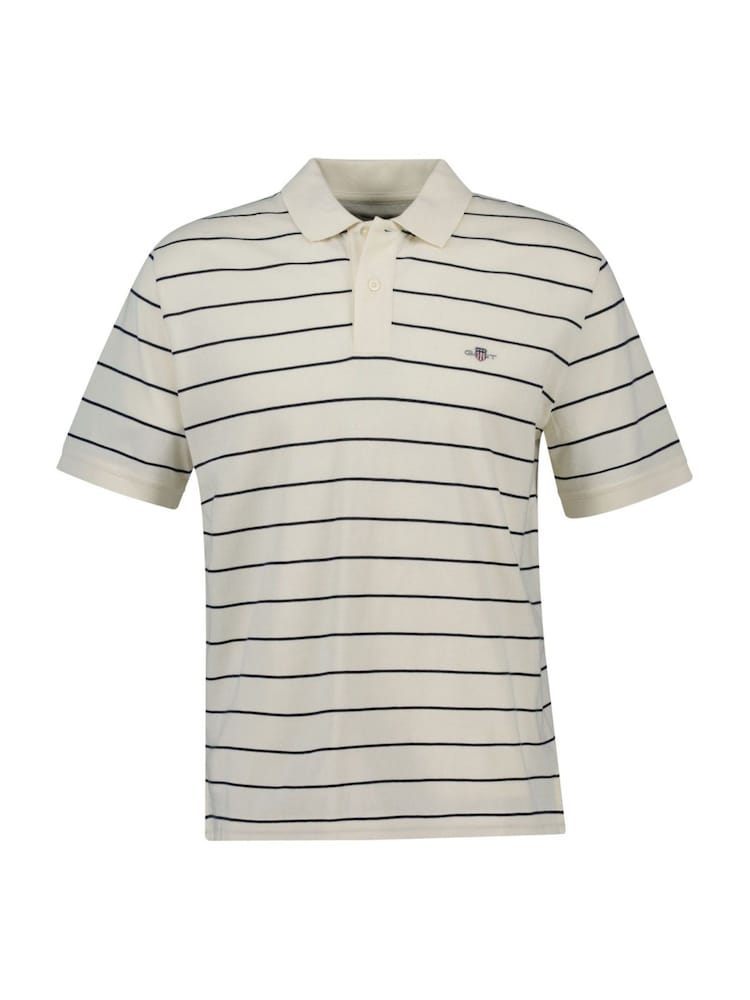 GANT Cream 100% Cotton Short Sleeve Striped Polo Shirt - Image 4 of 5