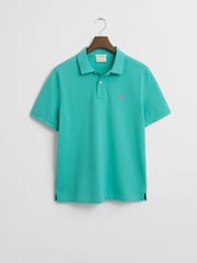 GANT Turquoise 100% Cotton Regular Short Sleeve Shield Logo Pique Polo Shirt - Image 5 of 5