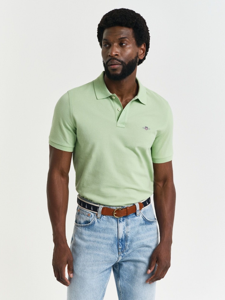 GANT Lime Green Shield Logo Pique Polo Shirt - Image 1 of 5