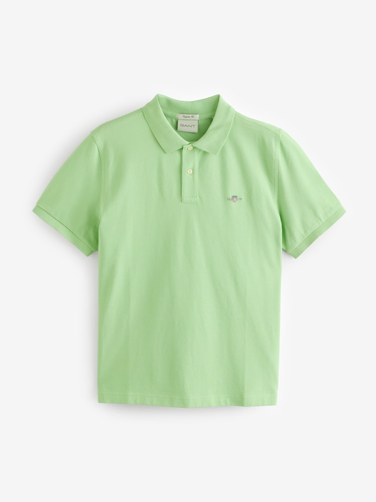 GANT Lime Green Shield Logo Pique Polo Shirt - Image 5 of 5