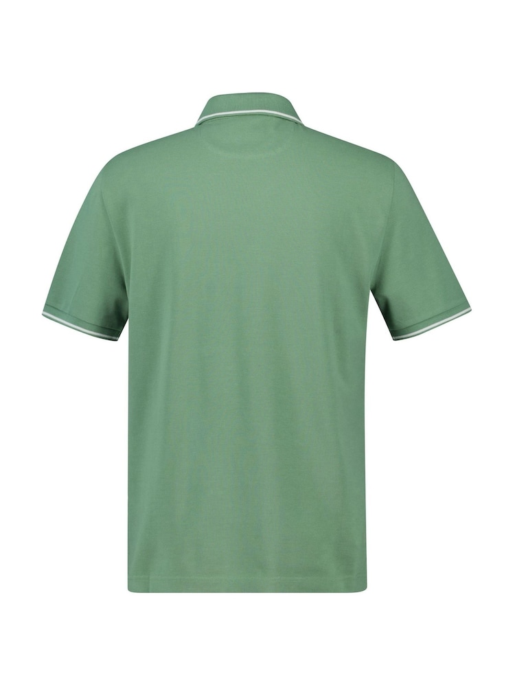 GANT Green Tipped Collar Pique Polo Shirt - Image 2 of 3