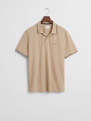 GANT Tan Brown Tipped Collar Pique Polo Shirt - Image 5 of 5